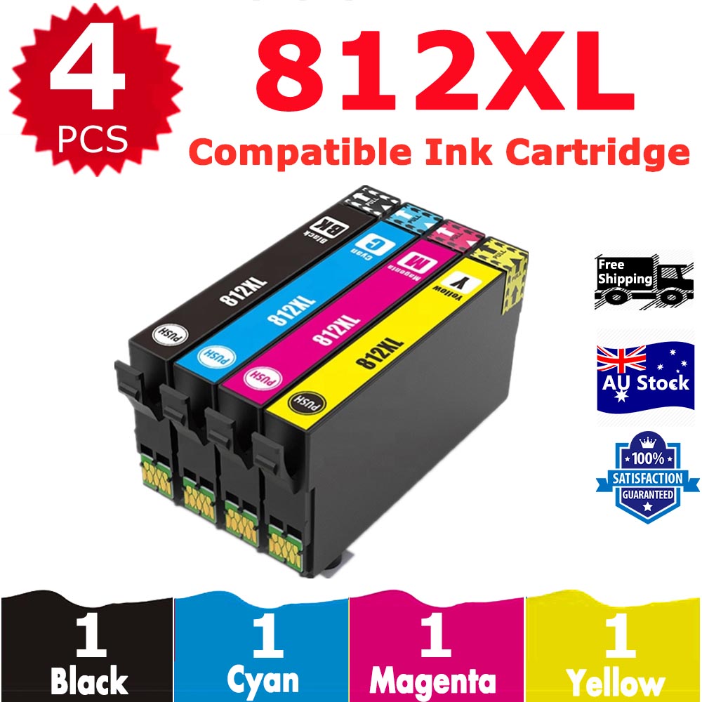 4 Pack InkSales Compatible Epson 812XL C13T05E192 C13T05E292 C13T05E392 C13T05E492 Ink Cartridge  (1BK,1C,1M,1Y)