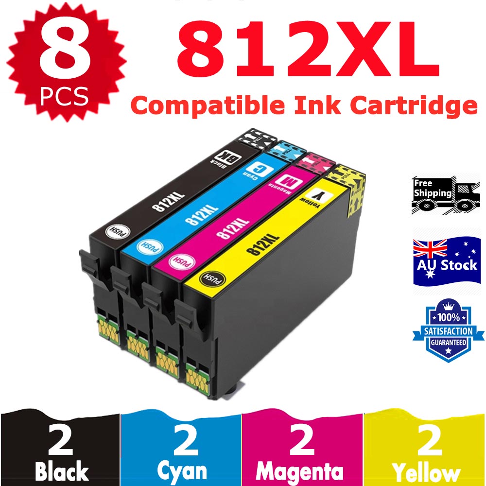 8 Pack InkSales Compatible Epson 812XL C13T05E192 C13T05E292 C13T05E392 C13T05E492 Ink Cartridge  (2BK,2C,2M,2Y)