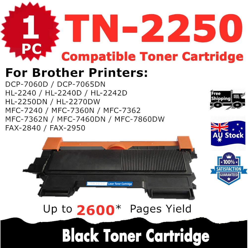 1 Pack InkSales Brother TN2250 TN-2250 Compatible Toner Cartridge  (1BK)