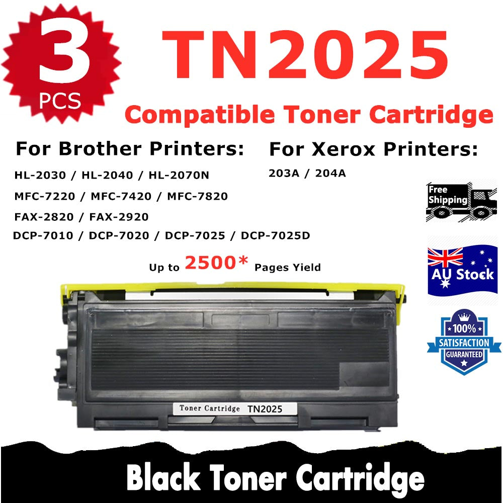 3 Pack InkSales Brother TN2025 TN-2025 Compatible Toner Cartridge  (3BK)