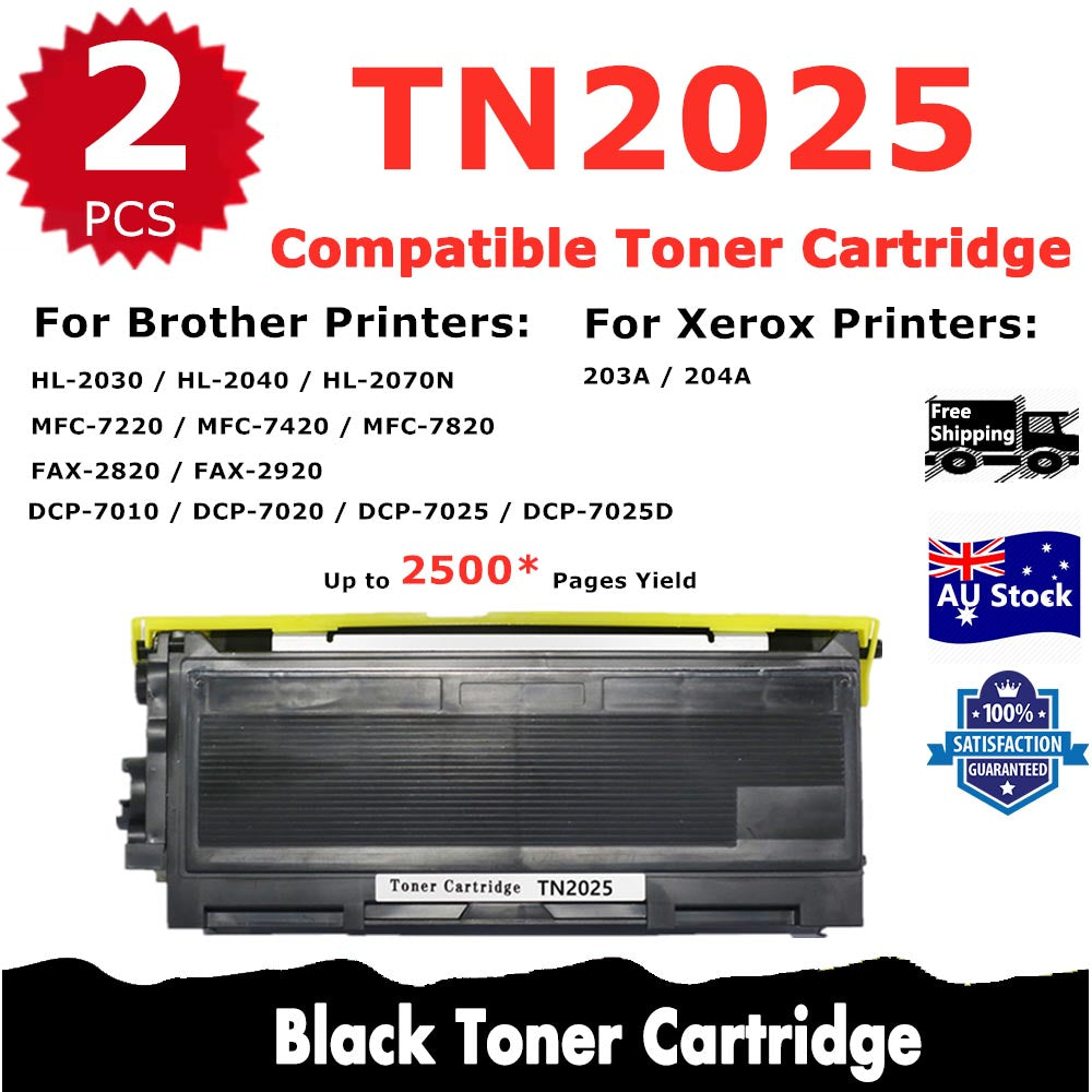 2 Pack InkSales Brother TN2025 TN-2025 Compatible Toner Cartridge  (2BK)