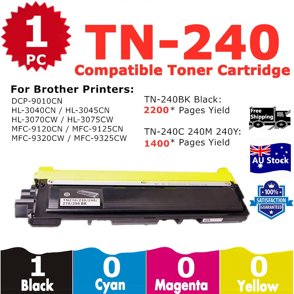 1 Pack InkSales Brother TN240 TN-240 TN-240BK Black Only Compatible Toner Cartridge   (1BK)