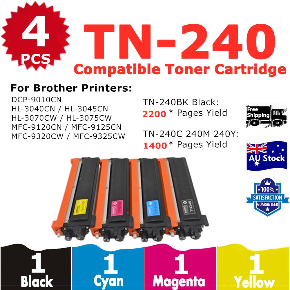 4 Pack InkSales Brother TN240 TN-240 TN-240BK TN-240C TN-240M TN-240Y Compatible Toner Cartridge   (1BK,1C,1M,1Y)