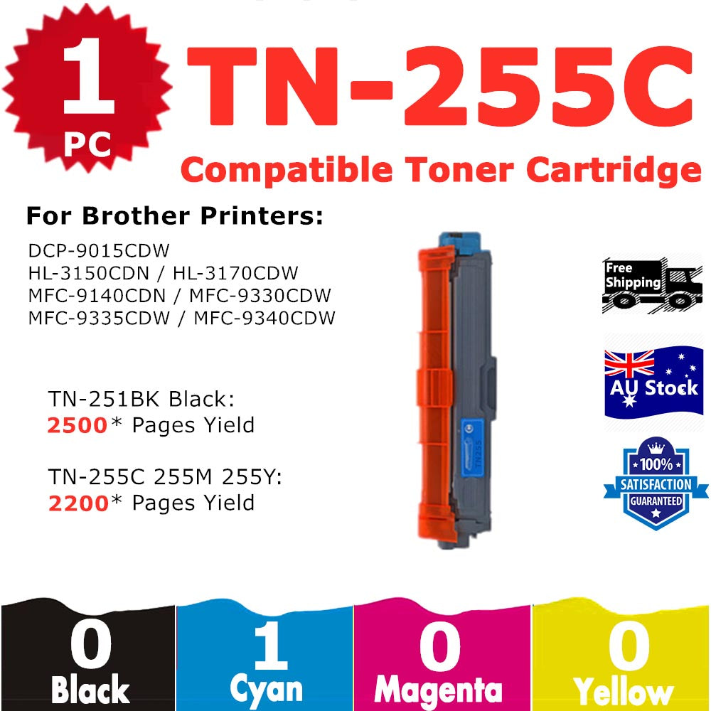 1 Pack InkSales Brother TN255 Cyan only Compatible Toner Cartridge  (1C)