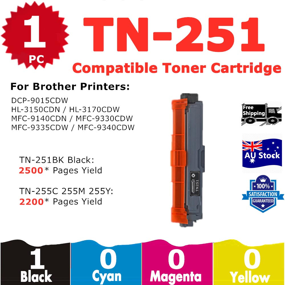 1 Pack InkSales Brother TN251 Black only Compatible Toner Cartridge  (1BK)