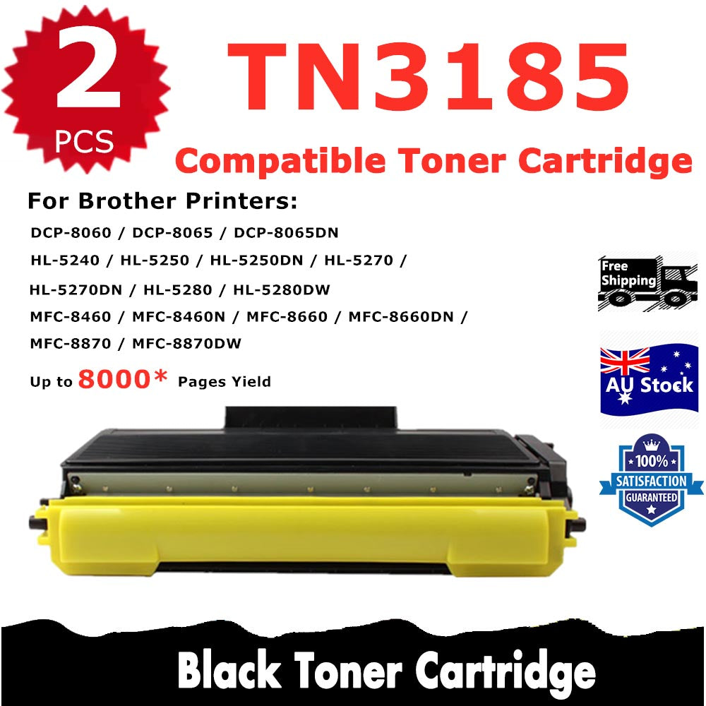 2 Pack InkSales Brother TN3185 TN-3185 Compatible Toner Cartridge  (2BK)