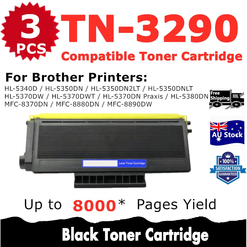 3 Pack InkSales Brother TN3290 TN-3290 Compatible Toner Cartridge  (3BK)