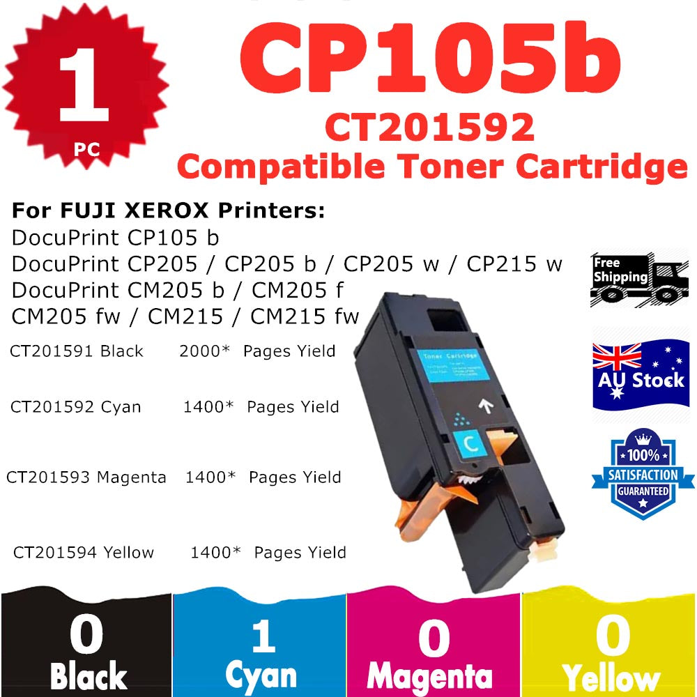 1 Pack InkSales Xerox CP105 CP205 CP215 CM205 CM215 CT201592 Cyan Only Compatible Toner Cartridge  (1C)