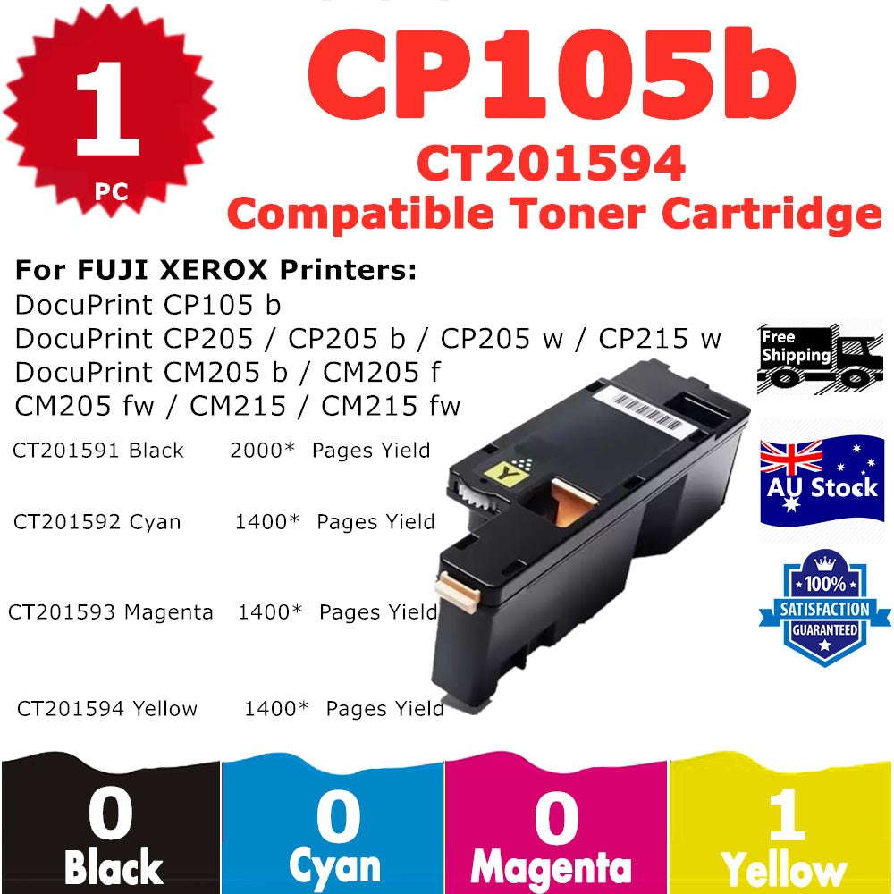 1 Pack InkSales Xerox CP105 CP205 CP215 CM205 CM215 CT201594 Yellow Only Compatible Toner Cartridge  (1Y)