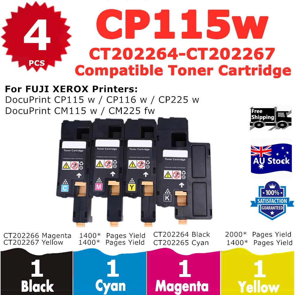 4 Pack InkSales Xerox CP115 CP116 CP225 CM115 CM225 CT202264 CT202265 CT202266 CT202267 Compatible Toner Cartridge  (1BK, 1C, 1M, 1Y)