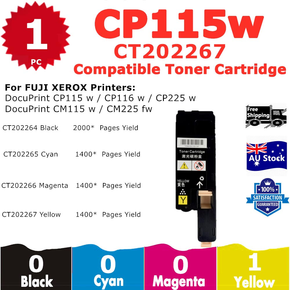 1 Pack InkSales Xerox CP115 CP116 CP225 CM115 CM225 CT202267 Yellow Only Compatible Toner Cartridge  (1Y)