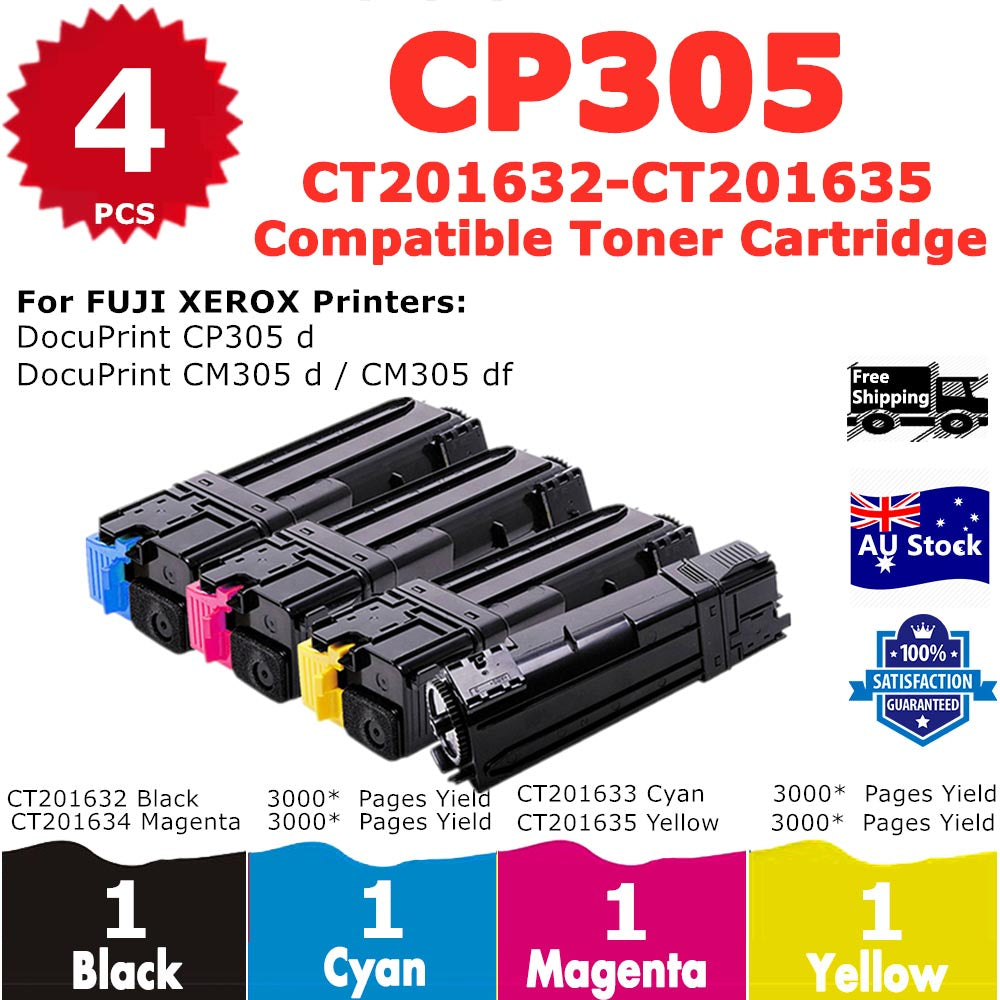 4 Pack InkSales Xerox CP305 CM305 CT201632 CT201633 CT201634 CT201635 Compatible Toner Cartridge  (1BK, 1C, 1M, 1Y)