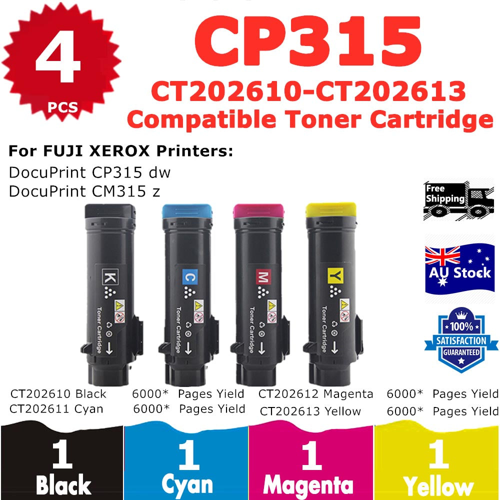 4 Pack InkSales Xerox CP315 CM315 CT202610 CT202611 CT202612 CT202613 Compatible Toner Cartridge  (1BK, 1C, 1M, 1Y)